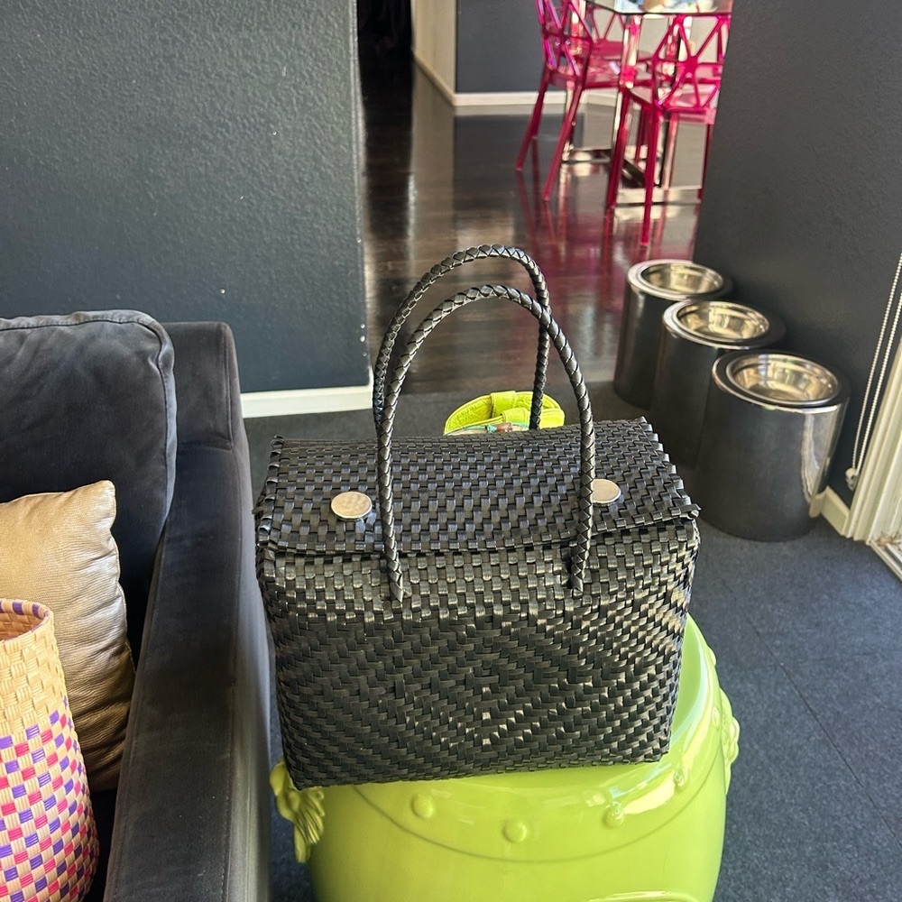 Elegant Black Woven Tote Bag